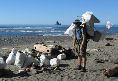 An SCA volunteer joins the effort to remove marine debris from Washington's Pacific Coast.